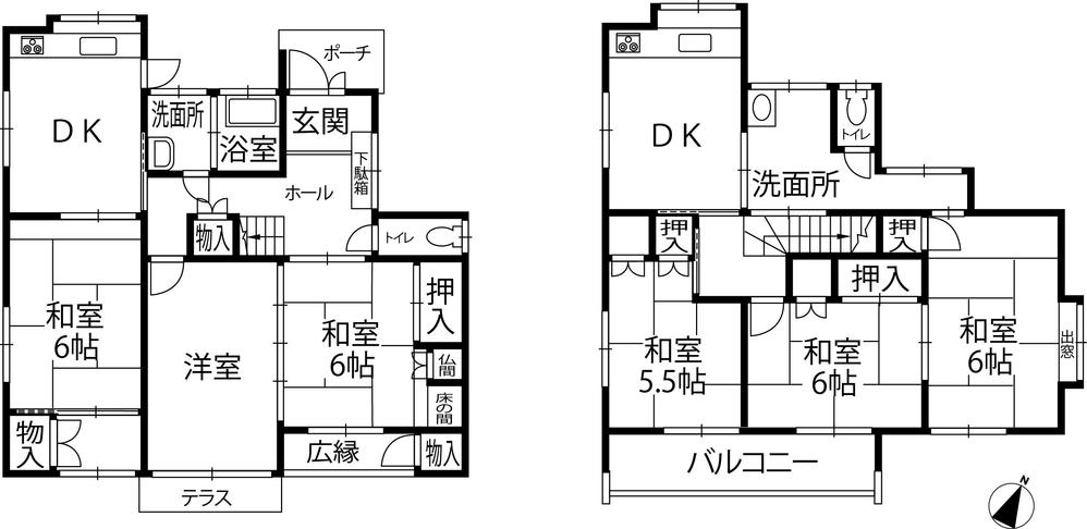 Floor plan. 13.8 million yen, 6DDKK, Land area 165.45 sq m , Building area 111.54 sq m