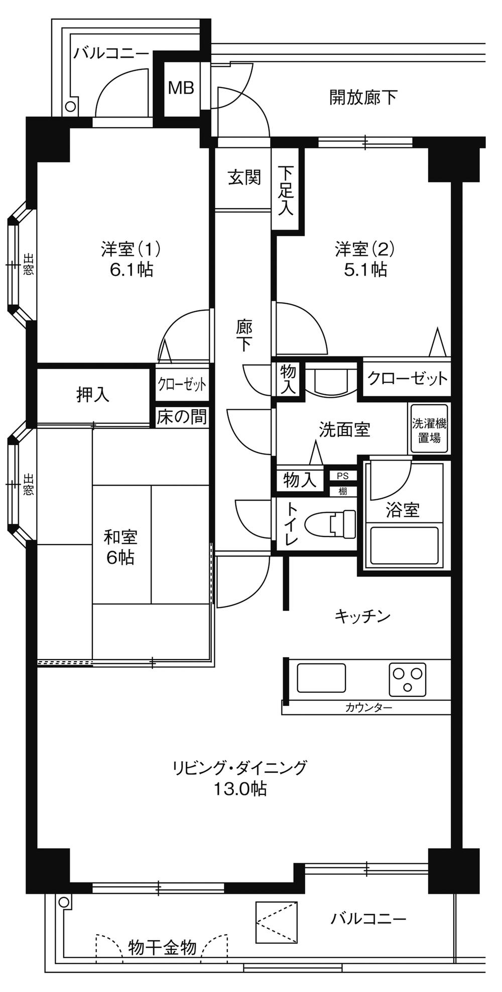 Floor plan. 3LDK, Price 17,900,000 yen, Occupied area 73.08 sq m , Balcony area 10.65 sq m popular 3LDK corner room.