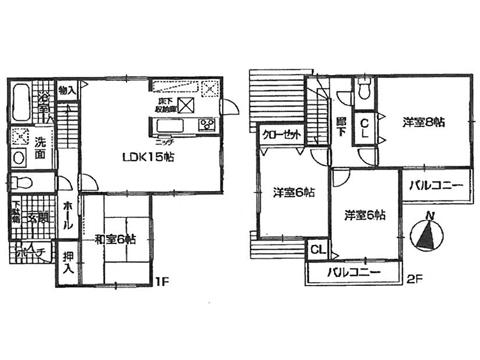 Floor plan. 24,800,000 yen, 4LDK, Land area 135.92 sq m , Building area 96.39 sq m