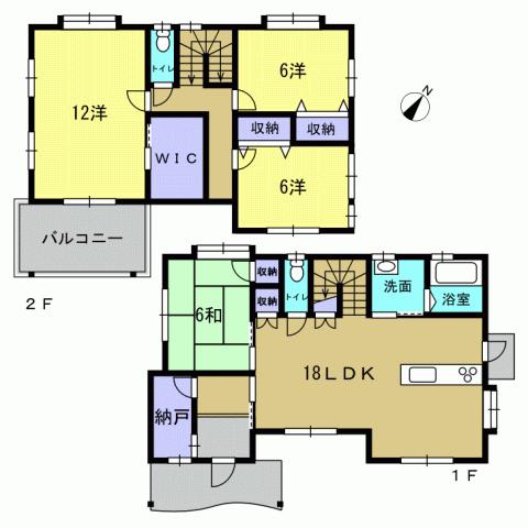 Floor plan. 34,500,000 yen, 4LDK, Land area 195.23 sq m , Building area 120.1 sq m 4LDK