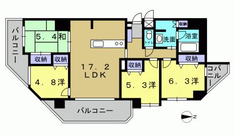 Floor plan. 4LDK, Price 21.9 million yen, Occupied area 85.61 sq m , Balcony area 23.23 sq m 4LDK