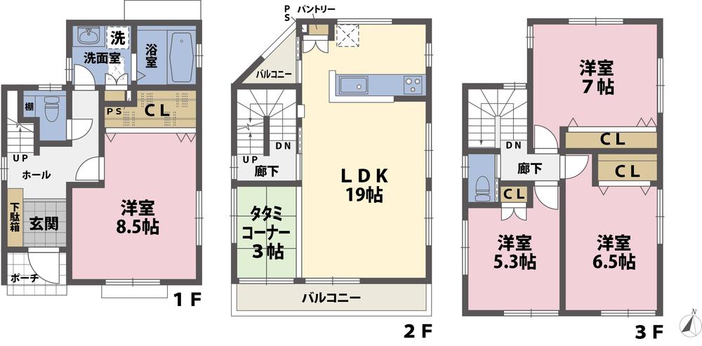 Floor plan. (No.4), Price 28,980,000 yen, 5LDK, Land area 107.1 sq m , Building area 110.16 sq m