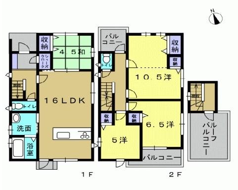 Floor plan. 33,800,000 yen, 5LDK, Land area 104.09 sq m , Building area 106.81 sq m 4LDK