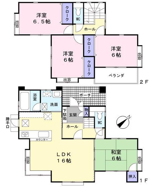 Floor plan. 16.8 million yen, 4LDK, Land area 219.77 sq m , Building area 96.88 sq m