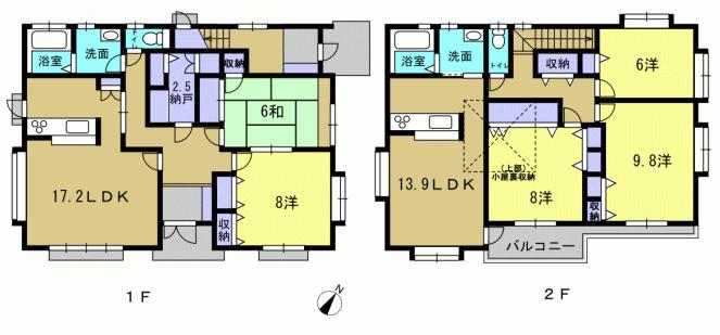 Floor plan. 31.5 million yen, 5LLDDKK, Land area 217.39 sq m , Building area 176.79 sq m 5LLDDKK