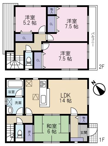 Floor plan. 27,800,000 yen, 4LDK, Land area 156.35 sq m , Building area 97.2 sq m