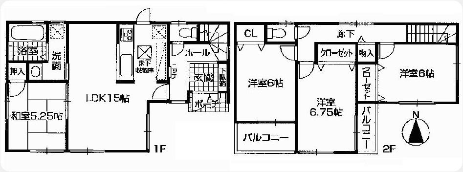 Floor plan. 23.8 million yen, 4LDK, Land area 100.45 sq m , Building area 93.14 sq m