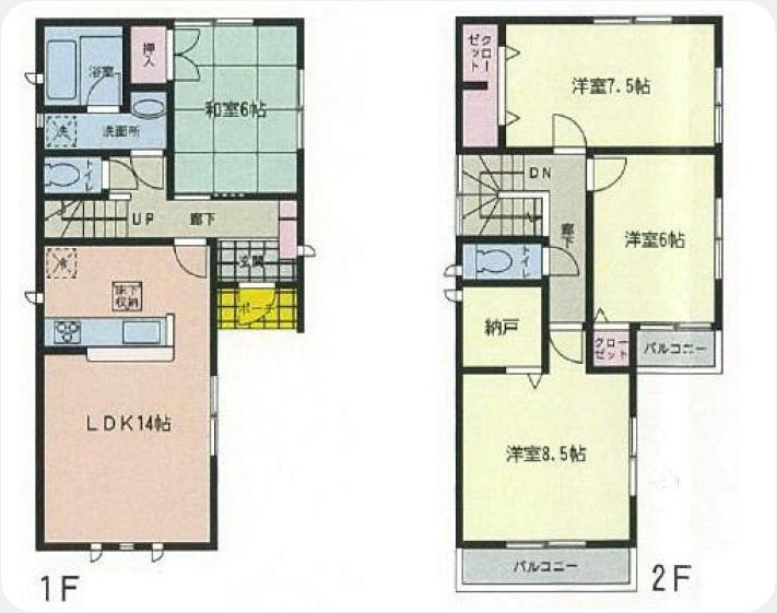 Floor plan. 21,800,000 yen, 4LDK + S (storeroom), Land area 113.59 sq m , Building area 98.01 sq m