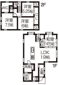 Floor plan. 28,900,000 yen, 4LDK, Land area 146.67 sq m , Building area 105.33 sq m    Spacious LDK19 Pledge