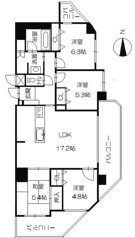 Floor plan. 4LDK, Price 21.9 million yen, Occupied area 85.61 sq m , Balcony area 23.23 sq m