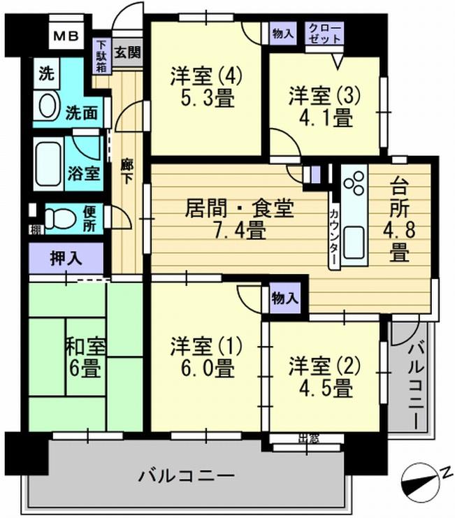 Floor plan. 5LDK, Price 11.8 million yen, Occupied area 81.84 sq m , Is a floor plan of the balcony area 15.87 sq m 5LDK
