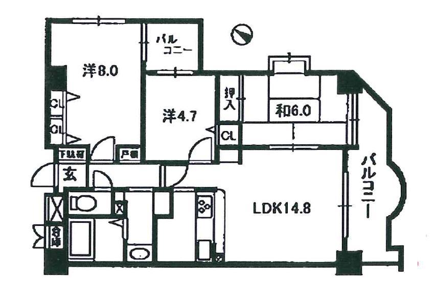Floor plan. 3LDK, Price 16.8 million yen, Occupied area 74.32 sq m , Balcony area 14.18 sq m