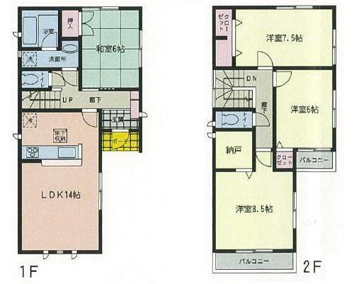 Floor plan. 19,800,000 yen, 4LDK+S, Land area 113.59 sq m , Building area 98.01 sq m
