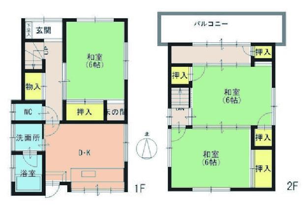 Floor plan. 6.4 million yen, 3DK, Land area 458.01 sq m , Building area 65.76 sq m