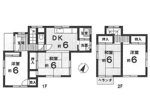 Floor plan. 9.8 million yen, 4DK, Land area 112.45 sq m , Building area 72.86 sq m