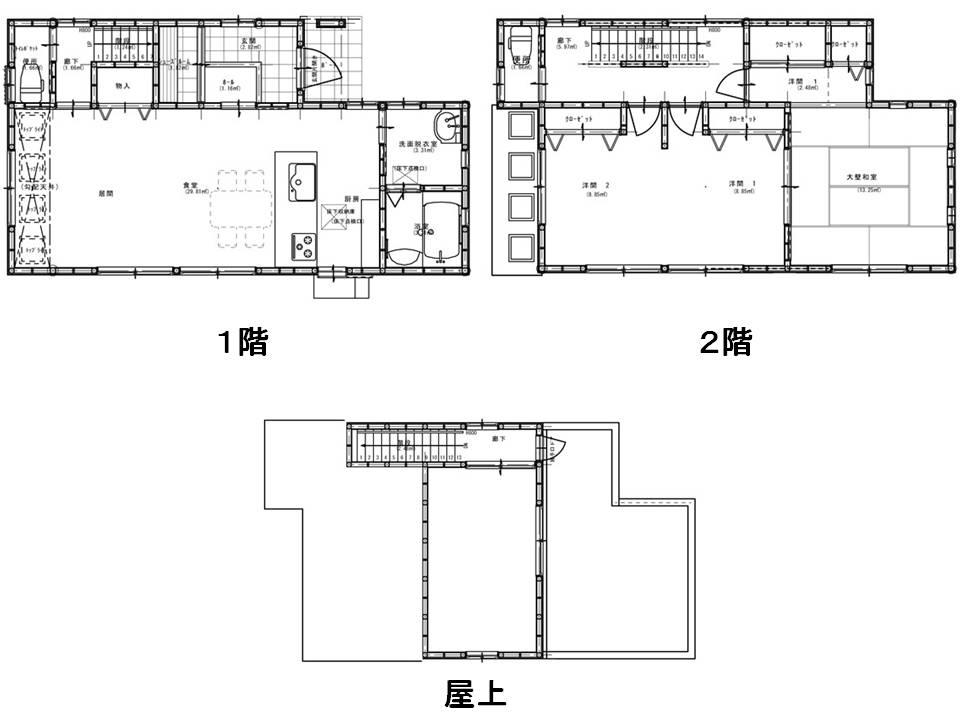 Floor plan. (No.3), Price 35,800,000 yen, 3LDK+S, Land area 111.06 sq m , Building area 96.04 sq m