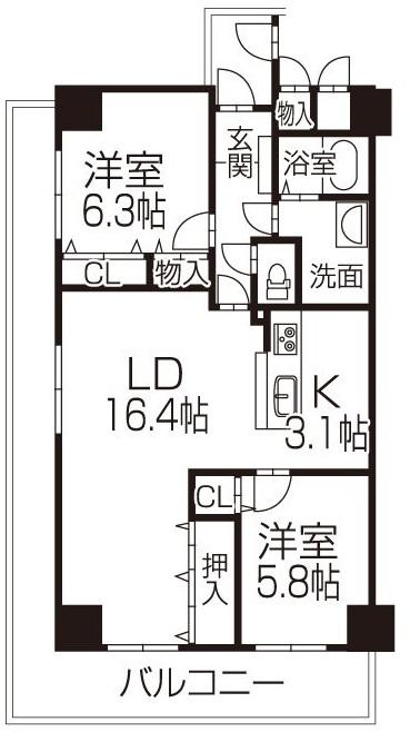 Floor plan. 2LDK, Price 13.8 million yen, Occupied area 70.74 sq m , Balcony area 23.35 sq m 3LDK → change to 2LDK