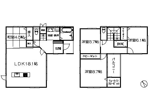 Floor plan. 33,900,000 yen, 4LDK, Land area 121.63 sq m , Building area 105.82 sq m   ※ Floor Plan current state priority