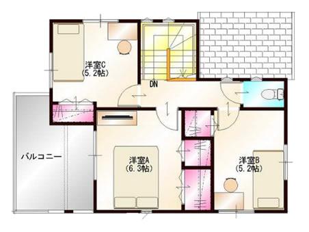Building plan example (floor plan). Building plan example  /  Building price / 15.1 million yen 1 Kaimenseki / 54.00 sq m  2 Kaimenseki / 41.50 sq m