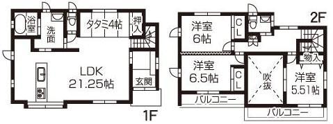 Floor plan. 33,500,000 yen, 3LDK, Land area 264 sq m , Building area 107.64 sq m   A house with a fireplace