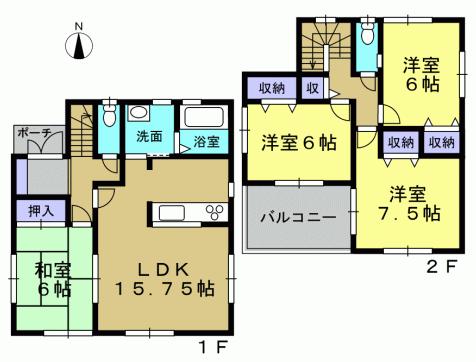 Floor plan. 28.8 million yen, 4LDK, Land area 113.88 sq m , Building area 95.58 sq m 4LDK