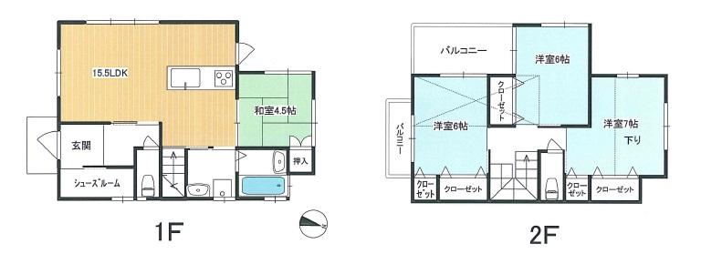 Floor plan. 25,300,000 yen, 4LDK, Land area 132.07 sq m , It is a building area of ​​97.72 sq m living stairs.  Exposure to the sun ・ Ventilation ・ Good view