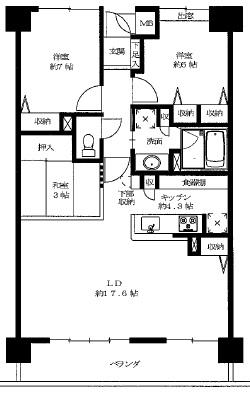 Floor plan. 3LDK, Price 22.5 million yen, Occupied area 83.06 sq m , Balcony area 15 sq m