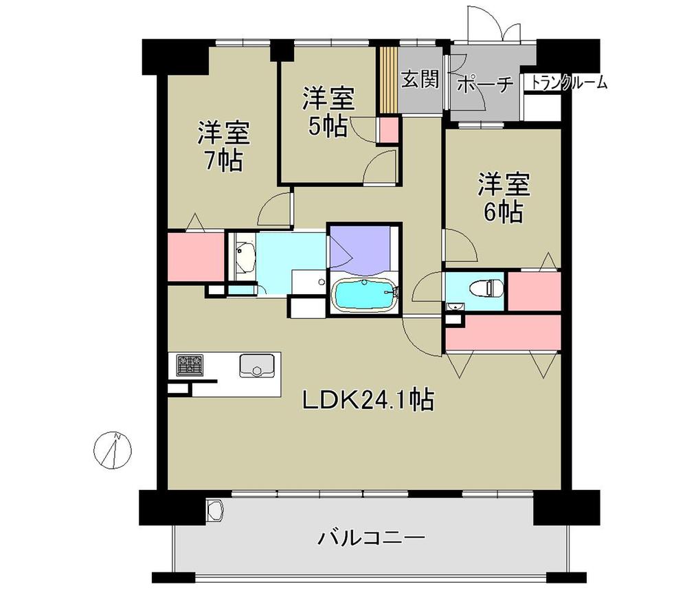 Floor plan. 3LDK, Price 23 million yen, Occupied area 95.09 sq m , Balcony area 18.6 sq m