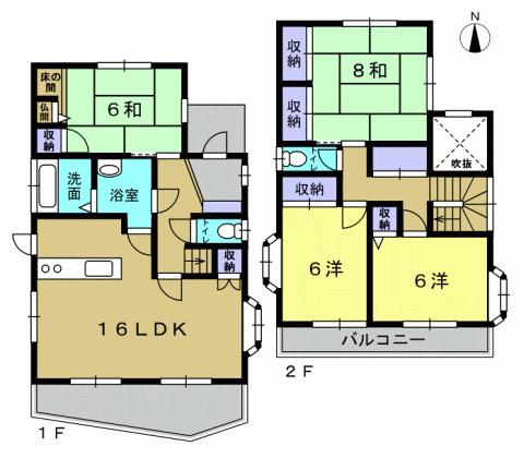 Floor plan. 15.9 million yen, 4LDK, Land area 132.53 sq m , Building area 108.47 sq m 4LDK