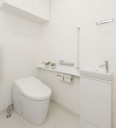 Toilet.  [Washlet-integrated toilet] No unevenness stylish toilet, The operating unit is clean and easy to shape in a simple form for that is separate.