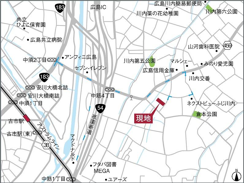 Access view. Gion Shindo ・ From National Route 54 highway is, Enter the McDonald's next to the side road, Turn right After hits the prefectural road 459 Route to the local district