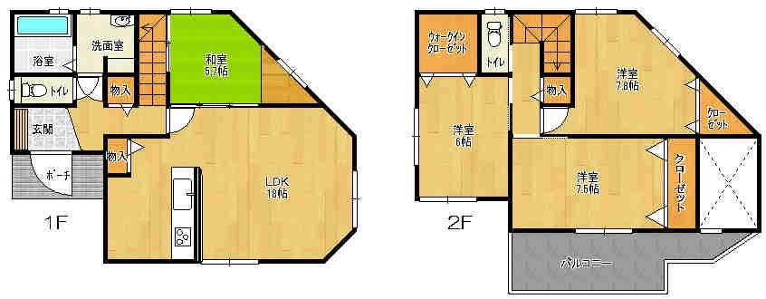 Floor plan. 34,800,000 yen, 4LDK, Land area 112.77 sq m , Building area 108.26 sq m