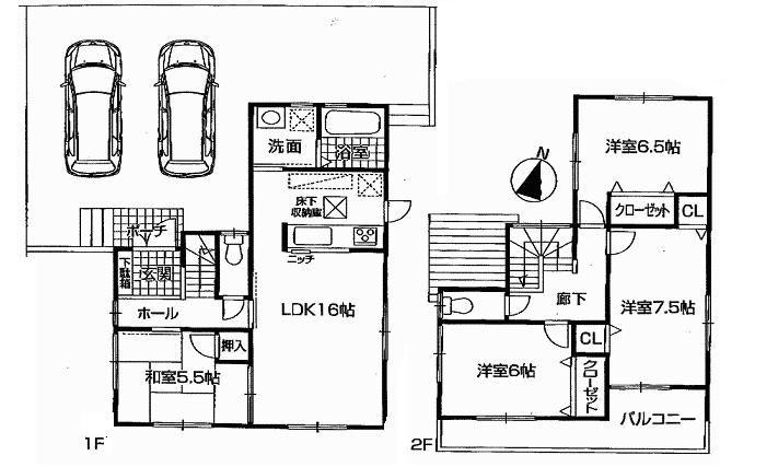 Floor plan. 21,800,000 yen, 4LDK, Land area 182.84 sq m , Building area 97.2 sq m