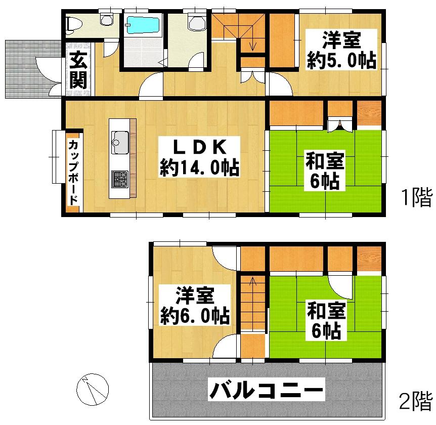 Floor plan. 14,980,000 yen, 4LDK, Land area 135 sq m , Building area 90.25 sq m
