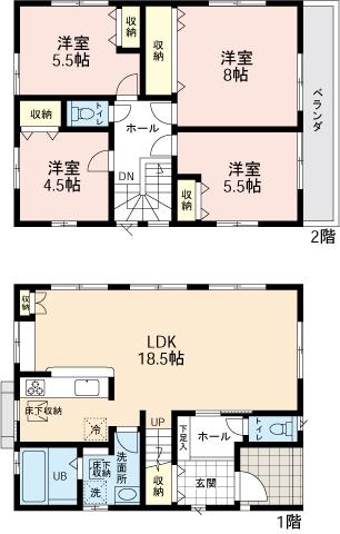 Floor plan. 23.8 million yen, 4LDK, Land area 109.68 sq m , Building area 102.45 sq m
