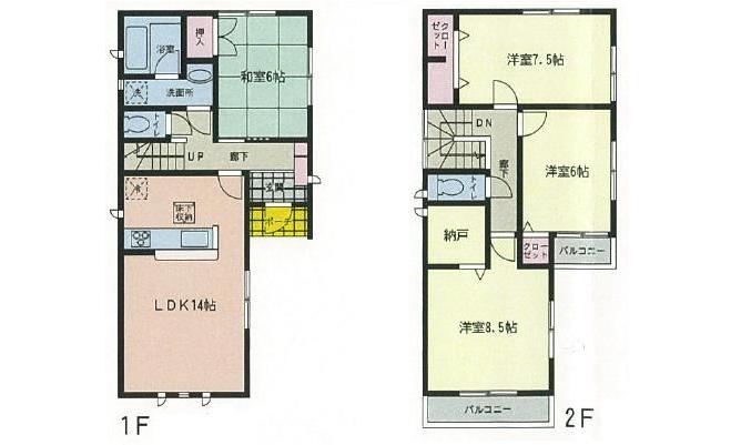 Floor plan. 21,800,000 yen, 4LDK + S (storeroom), Land area 113.59 sq m , Building area 98.01 sq m   Completion is settled. 