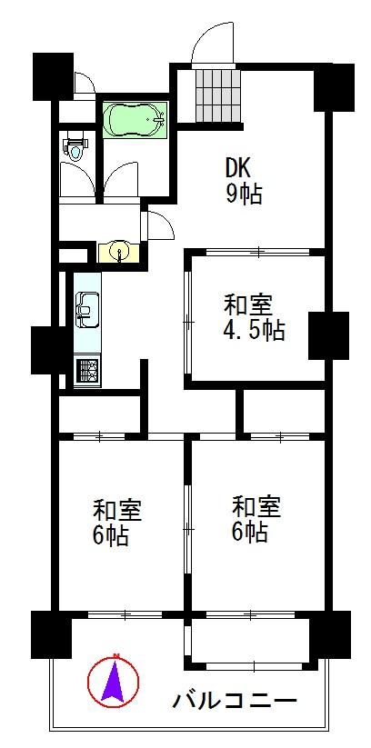 Floor plan. 3LDK, Price 4.5 million yen, Occupied area 57.06 sq m , Balcony area 5.46 sq m floor plan