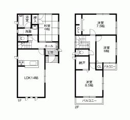 Floor plan. 21,800,000 yen, 4LDK + S (storeroom), Land area 113.59 sq m , Building area 98.01 sq m