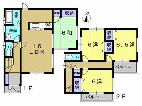 Floor plan. 24,800,000 yen, 4LDK, Land area 135.79 sq m , Building area 97.2 sq m 4LDK