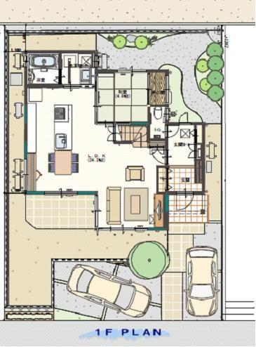 Floor plan. Space the family gathering will pass through the sunshine and refreshing breeze