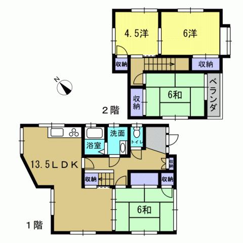 Floor plan. 13,900,000 yen, 4LDK, Land area 112.48 sq m , Building area 88.94 sq m 4LDK