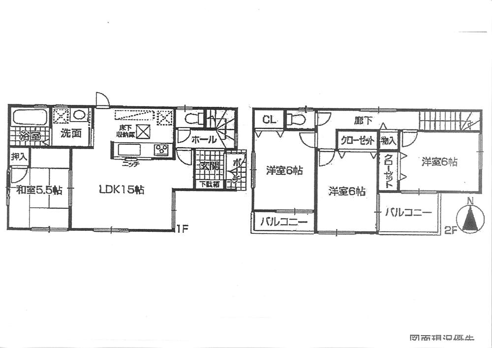 Floor plan. 24,800,000 yen, 4LDK, Land area 100.45 sq m , Building area 90.72 sq m