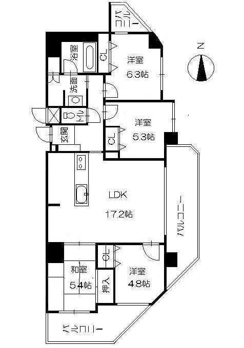 Floor plan. 4LDK, Price 21.9 million yen, Occupied area 85.61 sq m , Balcony area 23.23 sq m