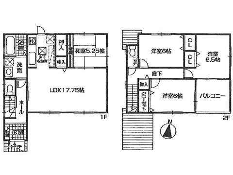 Floor plan. 24,800,000 yen, 4LDK, Land area 135.73 sq m , Building area 98.01 sq m