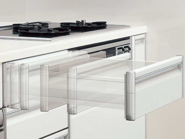 Kitchen.  [Soft closing function] When you close the drawer, Adopt a soft-close rails close to slowly quiet. (Same specifications / Conceptual diagram)