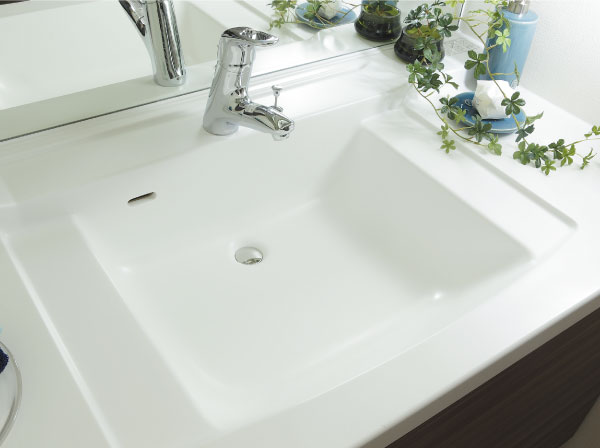 Bathing-wash room.  [Basin-integrated bowl] High-quality artificial marble top. Easy to clean the seam is not an integral. (Model Room G type ・ Shoot the Natural Grace)
