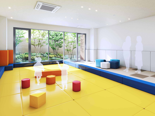 Shared facilities.  [Kids Room Rendering] Provide a handy indoor playground on such a rainy day.