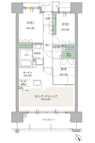 Floor: 3LDK, occupied area: 70.39 sq m, Price: 27,367,261 yen ~ 30,864,405 yen
