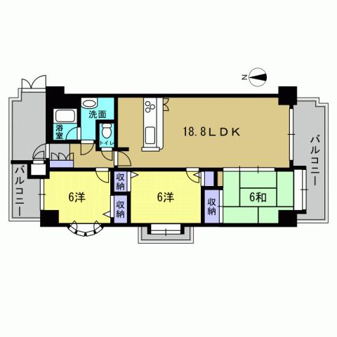 Floor plan. 3LDK, Price 18,800,000 yen, Occupied area 71.59 sq m , Balcony area 17.59 sq m 3LDK