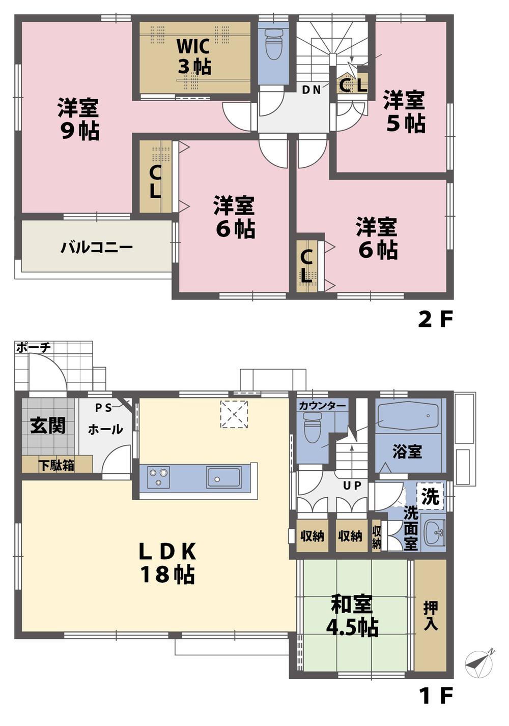 Floor plan. (No.2), Price 28,980,000 yen, 5LDK, Land area 126.65 sq m , Building area 112.59 sq m